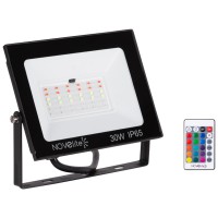 Proiector LED RGB 30W IP65 telecomanda, negru - Novelite - vedere laterala