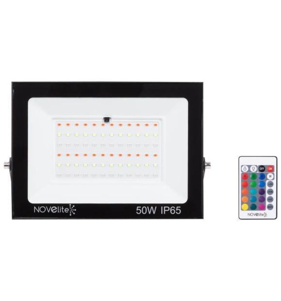 Proiector LED RGB 50W IP65 Novelite, telecomanda, negru