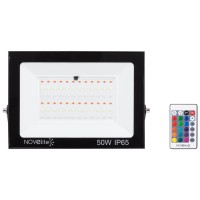 Proiector LED RGB 50W IP65 Novelite, telecomanda, negru