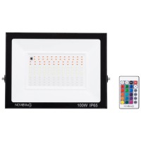 Proiector LED RGB 100W IP65 cu telecomanda, negru - Novelite