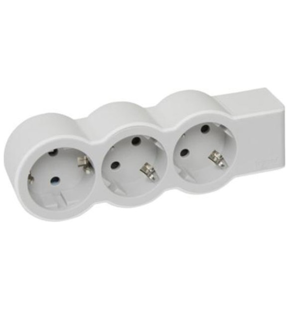 Priza multipla 3 prize 2P+T cu impamantare, alba, Legrand