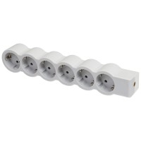 Multipriza 6 prize cu contact de protectie, alb-gri, Legrand 694579