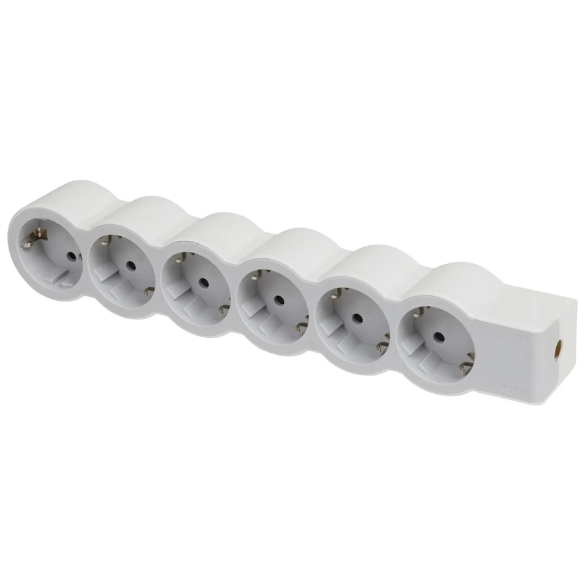 Multipriza 6 prize cu contact de protectie, alb-gri, Legrand 694579