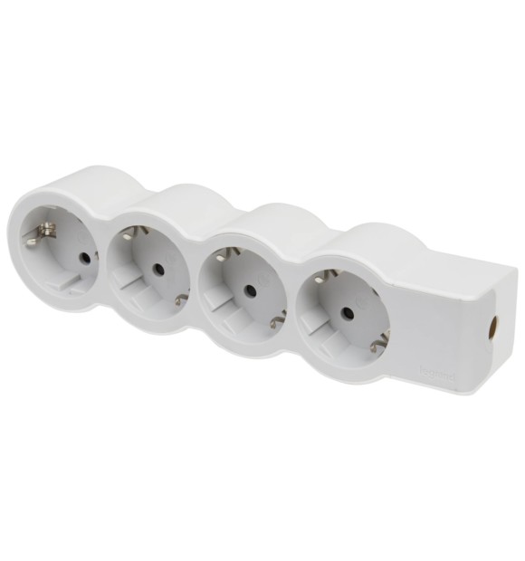 Grup priza 4 prize cu contact de protectie, Alb/Gri, Legrand
