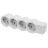 Grup priza 4 prize cu contact de protectie, Alb/Gri, Legrand