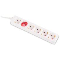 Prelungitor 1.5m 6 prize cu impamantare si protectie copii, alb, Inlet