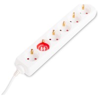 Prelungitor 1.5m 6 prize cu impamantare si protectie copii, alb, Inlet - detaliu