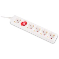 Prelungitor Inlet 6 prize cu CP, cablu 3m, 10A 2300W, alb