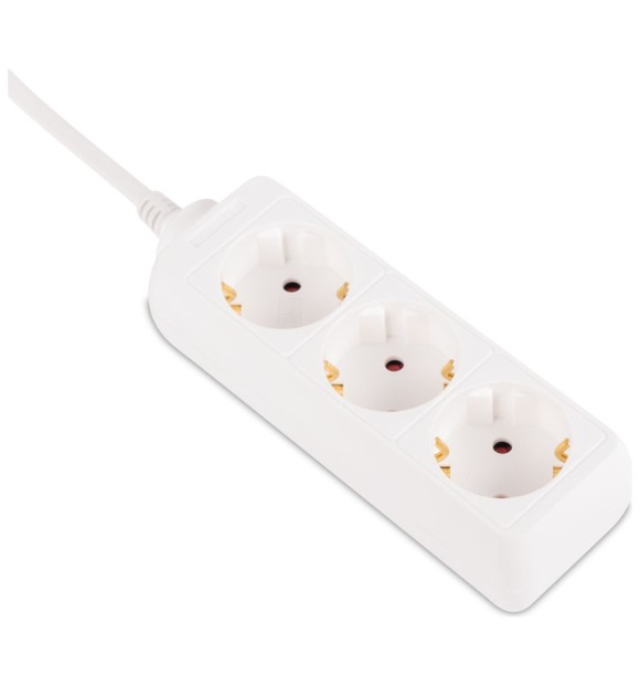 Prelungitor 5m 3 Prize cu Impamantare si Protectie Copii, Alb, Inlet