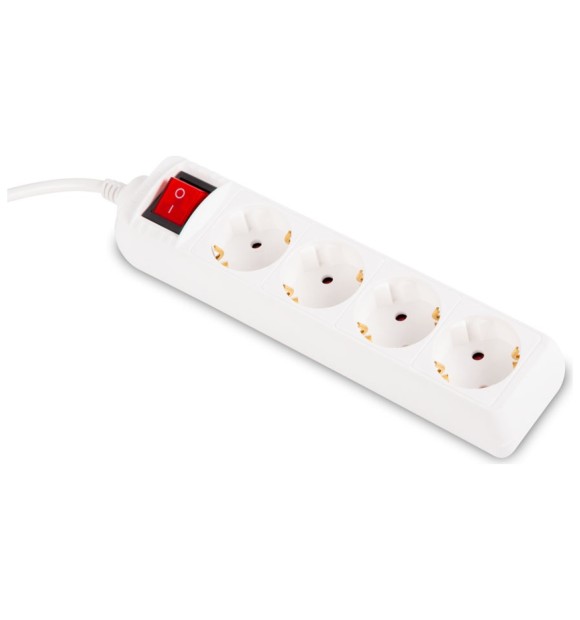 Prelungitor 5m 4 Prize cu Intrerupator si Protectie Copii, Alb, Inlet