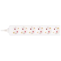 Prelungitor 5m cu 6 prize, alb, protectie copii, 10A 2300W, Inlet - detaliu