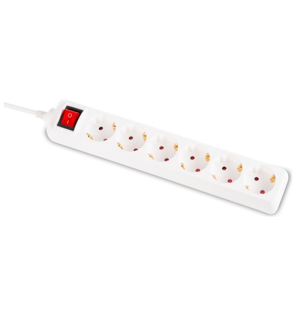 Prelungitor 5m 6 prize cu intrerupator, alb, Inlet