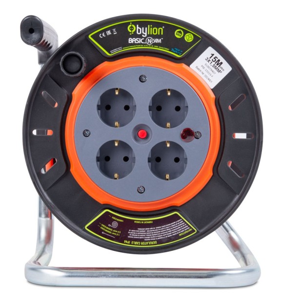 Derulator 4 prize 15m cablu 3x1.5 16A IP20, Emfanorm