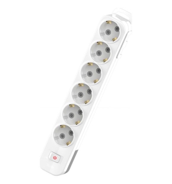 Myra grup 6 prize cu intrerupator si CP, 16A 3500W, alb Elbi