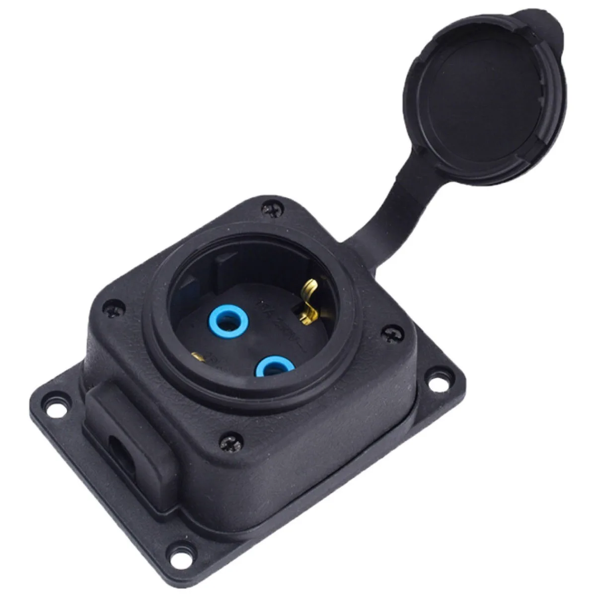Grup 1 priza cauciuc IP44 16A cu impamantare, negru Bylion