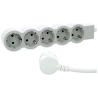 Prelungitor Legrand 5 prize cu CP, cablu 1.5 m, 3x1.5 mm2, Alb/Gri