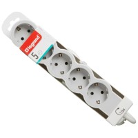Prelungitor Legrand 5 prize cu CP, cablu 1.5 m, 3x1.5 mm2, Alb/Gri - vedere laterala