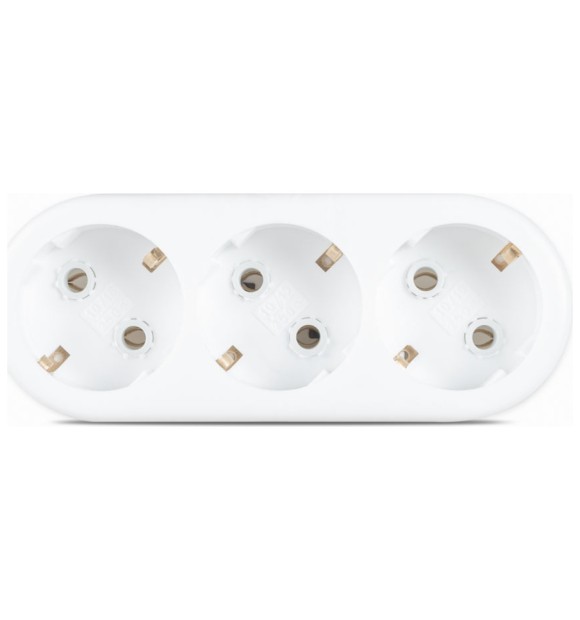 Triplu Stecher Ceramic cu CP 16A 2P+E, 3 Iesiri, Alb - Ipee