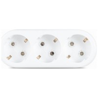 Triplu Stecher Ceramic cu CP 16A 2P+E, 3 Iesiri, Alb - Ipee