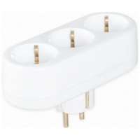 Triplu Stecher Ceramic cu CP 16A 2P+E, 3 Iesiri, Alb - Ipee - vedere laterala