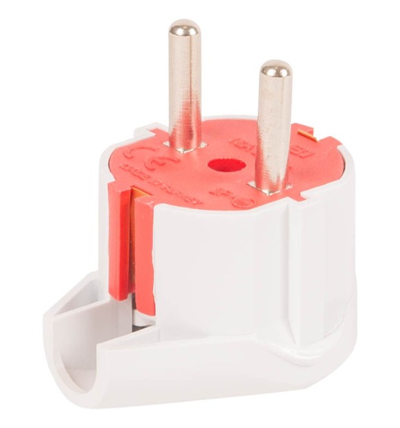 Stecher Tip L Elbi, Schuko 16A 2P+E, Iesire Laterala, Alb