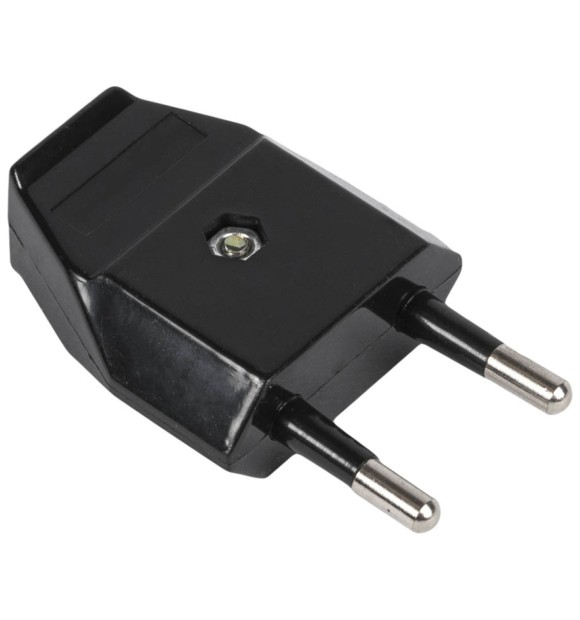 Stecher Plat fara CP Negru 10A 2P Drept Novelite