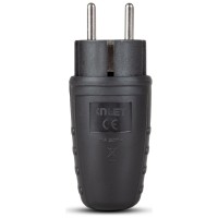 Stecher Cauciucat IP44 Inlet, Schuko 16A 2P+E 230V, Negru - vedere laterala