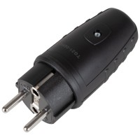 Stecher Cauciucat IP44 Inlet, Schuko 16A 2P+E 230V, Negru - detaliu