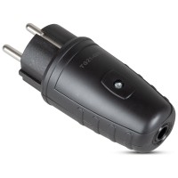 Stecher Cauciucat IP44 Inlet, Schuko 16A 2P+E 230V, Negru - ambalaj