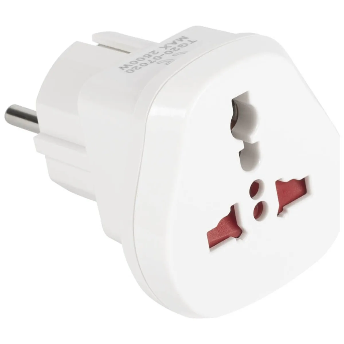 Adaptor Calatorie 16A 2P+E 2500W Schuko, Inlet - Alb