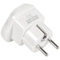 Adaptor Calatorie 16A 2P+E 2500W Schuko, Inlet - Alb - vedere laterala
