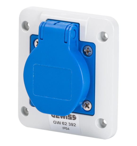 Priza flansa industriala 2P+E 16A 250V IP54 unghi 10° Gewiss