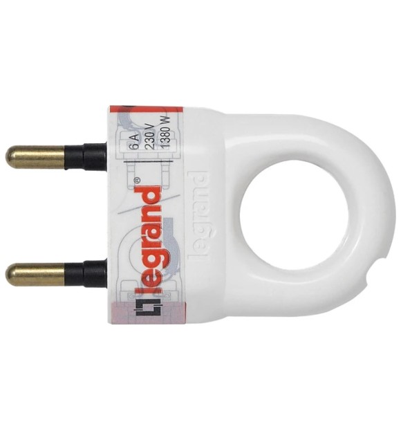 Stecher Plat 6A cu Inel de Extragere Alb Legrand 050162