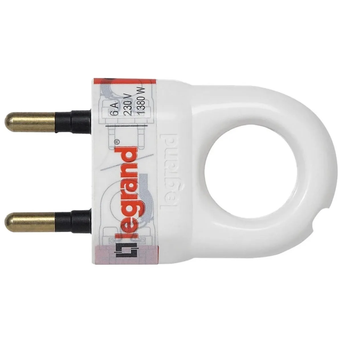 Stecher Plat 6A cu Inel de Extragere Alb Legrand 050162