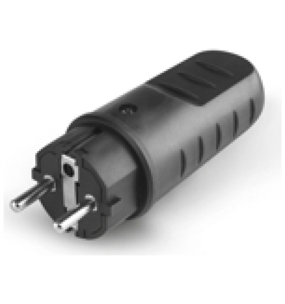 Stecher cauciuc 2P+E 16A IP44 Scame 110.3100 negru