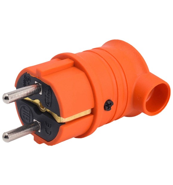 Stecher tip L cauciuc IP44 16A Schuko, orange, Bylion