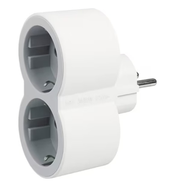 Adaptor priza 2 prize 2P+T Legrand, 16A, Alb/Gri