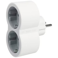 Adaptor priza 2 prize 2P+T Legrand, 16A, Alb/Gri