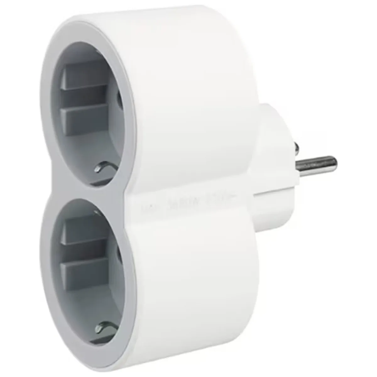 Adaptor priza 2 prize 2P+T Legrand, 16A, Alb/Gri