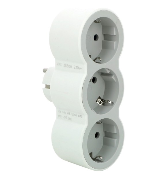 Adaptor 3 prize Legrand 694518, schuko 2P+E, 16A, alb/gri