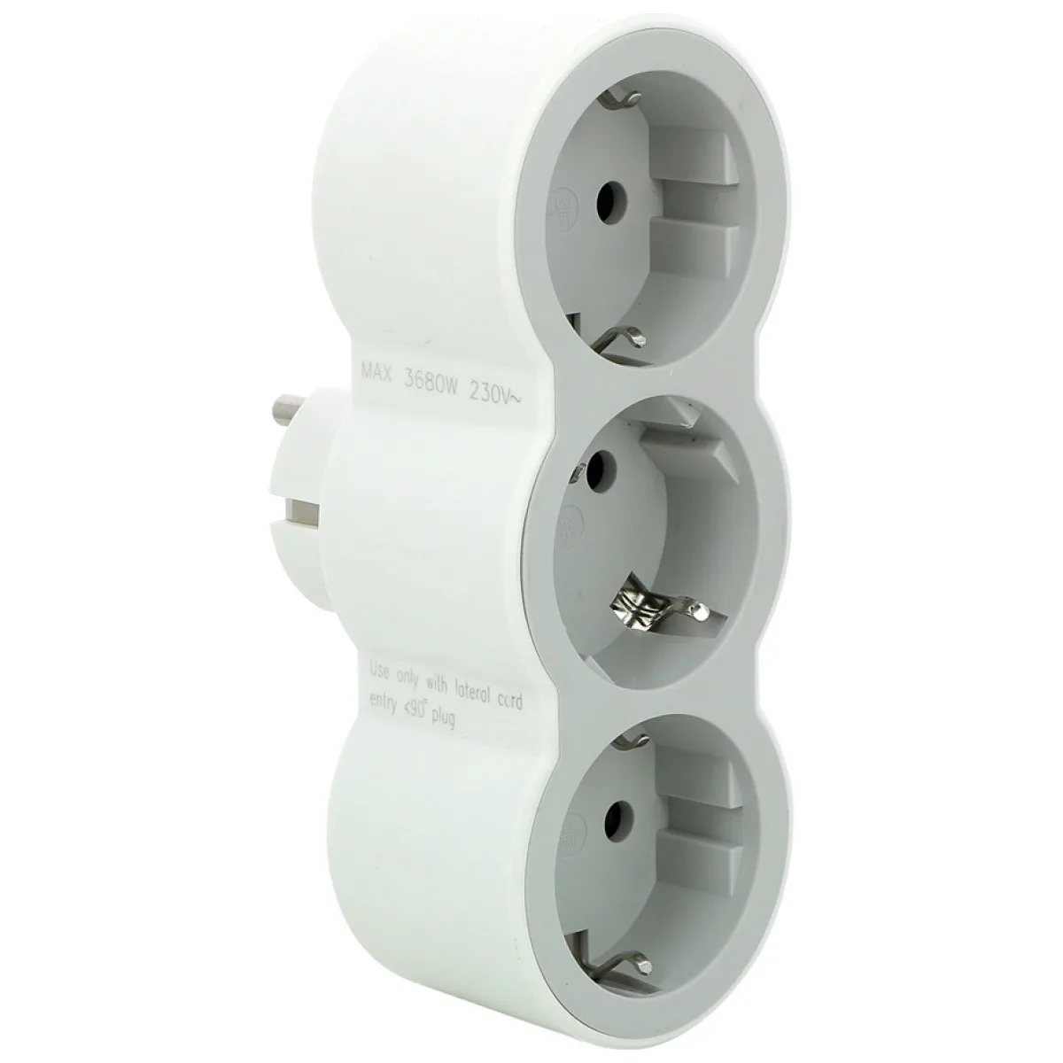 Adaptor 3 prize Legrand 694518, schuko 2P+E, 16A, alb/gri
