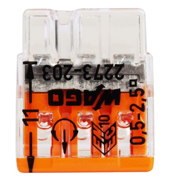 Clema Doza Compacta Wago 3P 0.5-2.5mm Conductor Rigid 24A