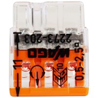 Clema Doza Compacta Wago 3P 0.5-2.5mm Conductor Rigid 24A
