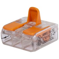 Clema Legatura WAGO 3 Poli 0.2-4mm2 Transparenta 32A cu Parghii - vedere laterala