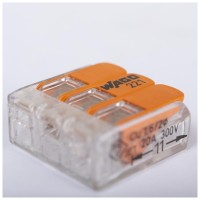 Clema Legatura WAGO 3 Poli 0.2-4mm2 Transparenta 32A cu Parghii - ambalaj