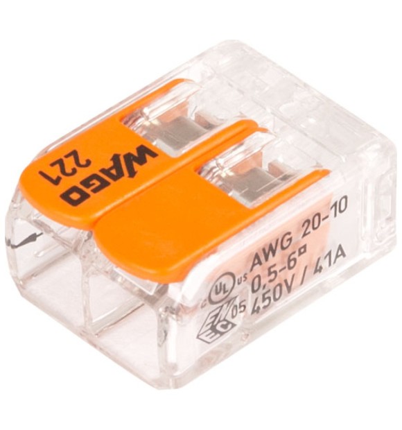Clema legatura WAGO 2P, FY/MYF pana la 6mm, 41A, cu parghii
