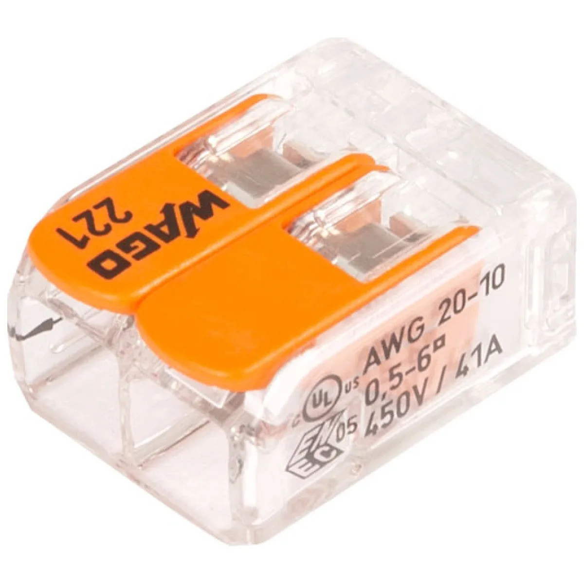 Clema legatura WAGO 2P, FY/MYF pana la 6mm, 41A, cu parghii