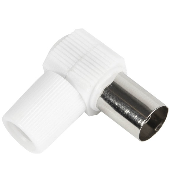 Mufa TV Mama 9.5mm in Cot 90 grade, Coaxial Alb Novelite