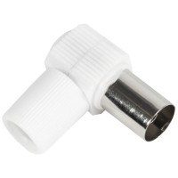 Mufa TV Mama 9.5mm in Cot 90 grade, Coaxial Alb Novelite