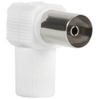 Mufa TV Mama 9.5mm in Cot 90 grade, Coaxial Alb Novelite - vedere laterala
